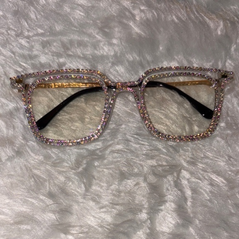 Crystal Embellished Square Glasses